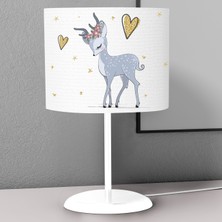 instababyrooms Mavi Tatlı Geyik Kalp Desenli Çocuk Odası Dijital Baskılı Çocuk Odası Masaüstü Abajur Avize