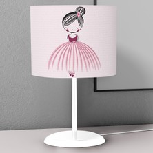 instababyrooms Kırmızı Balerin Kız Çiçek Desenli Çocuk Odası Dijital Baskılı Çocuk Odası Masaüstü Abajur Avize