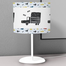 instababyrooms Siyah Araba  Desenli Çocuk Odası Dijital Baskılı Çocuk Odası Masaüstü Abajur Avize