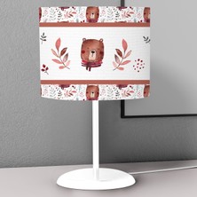 instababyrooms Kaverengi Ayı Yaprak  Desenli Çocuk Odası Dijital Baskılı Çocuk Odası Masaüstü Abajur Avize