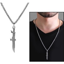 DAVİD BLACK Kama Tasarım Silver Renk Çelik Erkek Kolye