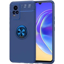 Case World Vivo V21E Kılıf Renkli Yüzüklü Manyetik Silikon Kapak Mavi - Mavi