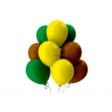 Bal10 Dünyası Açık Yeşil-Kahverengi-Sarı Pastel Soft Balon 50 Adet + 5 Metre Balon Zinciri