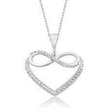 Gumush Gümüş Kalpli Sonsuzluk Bayan Kolye
