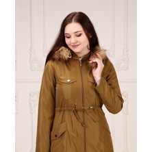 Vibeys Collection Taba Içi Kürkü ve Su Geçirmez Bayan Kışlık Mont & Kaban