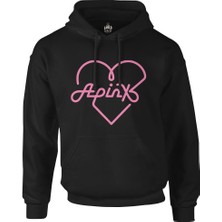 Lord T-Shirt Apink - Logo Kalp Siyah Erkek Fermuarsız Kapşonlu