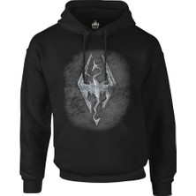 Lord T-Shirt Skyrim - Dragon Siyah Erkek Fermuarsız Kapşonlu