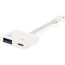 Techmaster iPhone Lightning Kulaklık ve USB Kamera Hub Adaptör