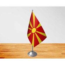 Bayrak Masa Üstü Makedonya Bayrağı Tekli Masa Bayrağı ve Direği