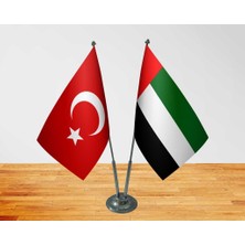 Bayrak Masa Üstü Birleşik Arap Emirlikleri Bayrağı Türk Bayrağı Ikili Krom Direk Masa Bayrağı
