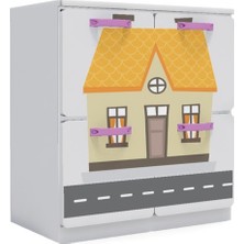 Woody Life 4 Çekmeceli Çocuk Odası Anaokulu Kreş Dolap Şehir Temalı