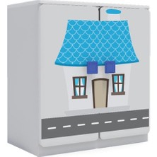 Woody Life 2 Kapaklı Çocuk Odası Anaokulu Kreş Dolap Şehir Temalı