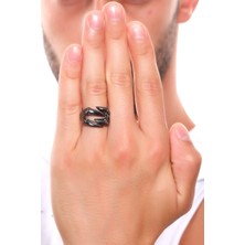 Labalaba Erkek Metalik Antrasit Lak Kaplama Ayarlanabilir Kartal Pençesi Yüzük