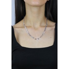 Sümer Telkari Pullu Zirkon Taşlı Rodyumlu Gümüş Kolye 7264