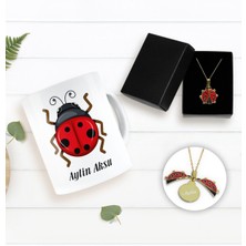 BK Kişiye Özel Uğurböceği Temalı Kupa ve Açılan Uğurböceği Kolye Hediye Seti-1