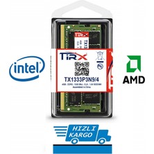 Tirx TX1333P3N9/4 4 GB Ddr3 1333 Mhz Cl9 Notebook Ram