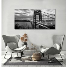 Bordo Sanat Bordosanat 105 x 60 cm Siyah Beyaz Köprü Dekoratif Duvar Kanvas Tablo