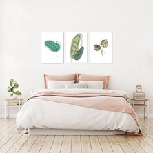 Bordo Sanat Bordosanat 35 x 50 cm 3'lü Çiçek Set Dekoratif Duvar Kanvas Tablo