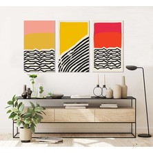 Bordo Sanat Bordosanat 45 x 75 cm 3'lü Soyut Set Dekoratif Duvar Kanvas Tablo
