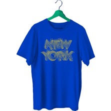 Bluu Newyorklite Sporcu T-Shirt Bisiklet Yaka