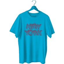 Bluu Newyorklite Sporcu T-Shirt Bisiklet Yaka