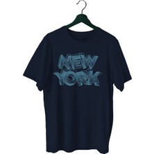 Bluu Newyorklite Sporcu T-Shirt Bisiklet Yaka