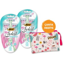 BIC Miss Soleil Sensitive Bundle Kadın Tıraş Bıçağı Seti (3 Bıçak), Makyaj Çantası Hediyeli