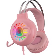 Rampage Rm-k44 Zengibar Pembe 7.1 Surround Rgb Işık Efekti Mikrofonlu Oyuncu Kulaklığı