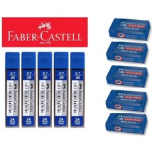 Faber-Castell Sınav Silgisi Mavi 5'li + 0.7 mm Uç 5'li