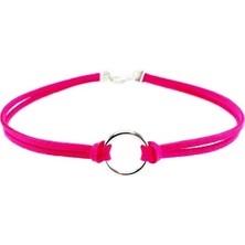 BijuStore Kadın Süet Round Choker Fuşya Renk