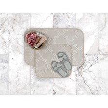 Madame Coco Alsatia 2'li Banyo Paspası - Bej - 50 x 80 + 45 x 50 cm