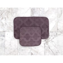 Madame Coco Alsatia 2'li Banyo Paspası - Koyu Mürdüm - 50 x 80 + 45 x 50 cm