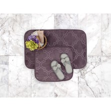 Madame Coco Alsatia 2'li Banyo Paspası - Koyu Mürdüm - 50 x 80 + 45 x 50 cm