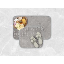 Madame Coco Alsatia Banyo Paspası - Açık Gri - 50 x 80 + 45 x 50 cm