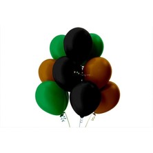 Bal10 Dünyası Açık Yeşil-Kahverengi-Siyah Pastel Soft Balon 50 Adet + 5 Metre Balon Zinciri