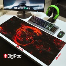 Digipod Gaming Oyuncu Mousepad  90X40 XXL  Kaymaz Taban KIZIL EJDERHA 4mm Kalınlık