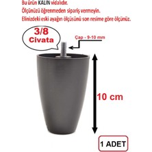 Zeygen Armut Mobilya Ayağı Baza Ayağı Koltuk-Kanepe Ayağı 1'Li Siyah 10 Cm 3/8 Vida