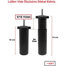 Orta Plastik Mobilya Koltuk Kanepe Ayağı Tek Adet Siyah 10 - 14 cm 5/16 Vida  (Vida Ölçüsüne Dikkat)