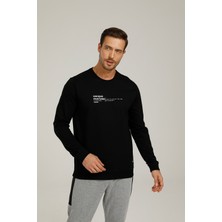 Kinetix SN549 Erıc Slogan Sweatsh Siyah Erkek Sweatshirt