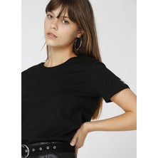 Fabrika Tengiz Siyah Bisiklet Yaka Kadın T-Shirt