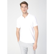 Fabrika Polo Yaka Düz Beyaz Erkek T-Shirt LEGOLAS Y