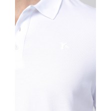 Fabrika Polo Yaka Düz Beyaz Erkek T-Shirt LEGOLAS Y