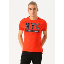 Aeropostale O Yaka Bordo Baskılı Erkek T-Shirt