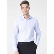 Pierre Cardin Armürlü Mavi Erkek Gömlek