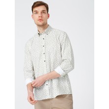 Pierre Cardin Erkek Cepsiz Regular Fit Baskılı Yeşil Gömlek