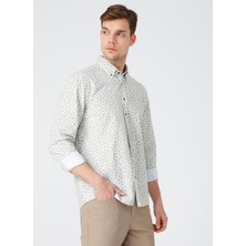 Pierre Cardin Erkek Cepsiz Regular Fit Baskılı Yeşil Gömlek