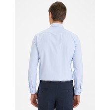 Pierre Cardin Klasik Yaka Slim Fit Armürlü Mavi Erkek Gömlek