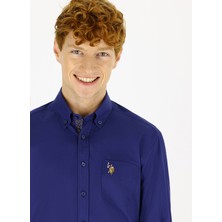 U.S. Polo Assn. Slim Fit Düz Lacivert Erkek Gömlek