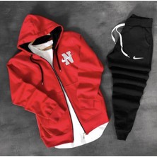 Amor Man Kapüşonlu Tam Fermuarlı Içi Komple Pamuk 3 Iplik Outdoor Erkek Eşofman Takımı