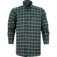 Varetta Erkek Yeşil Ekose Klasik Kesim Yaka Düğmeli Kışlık Gömlek